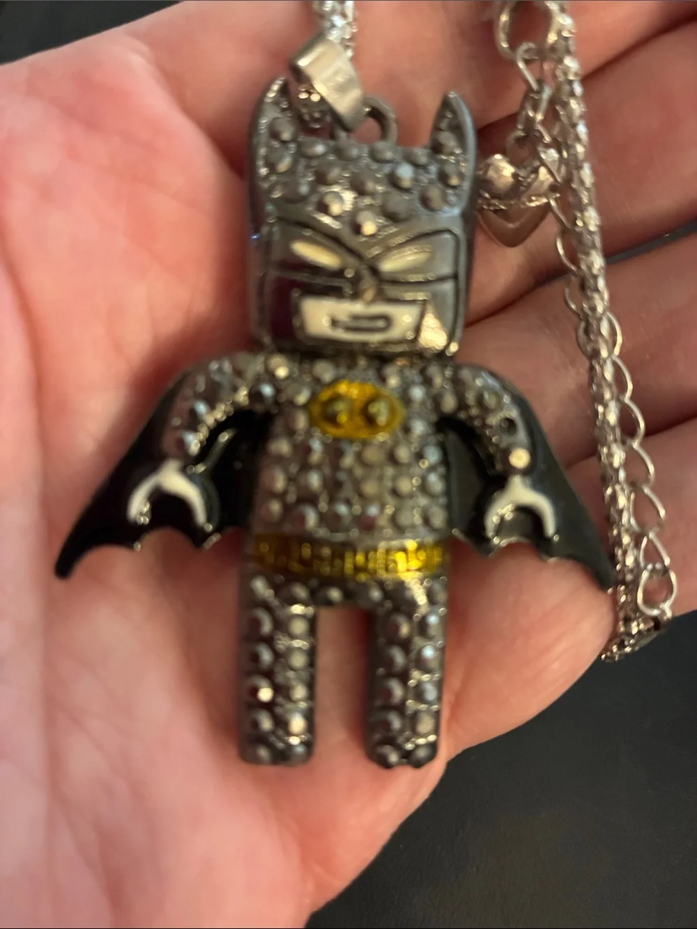 Batman Silver and Black Pendant Necklace NWOT